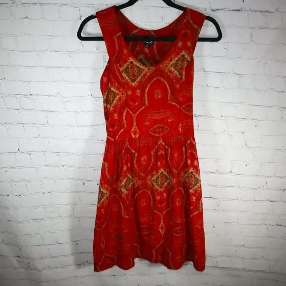 Urban Renewal Outfitters Orange/Multi-Color Short Sleeve Dress Women's Size L - Picture 1 of 6